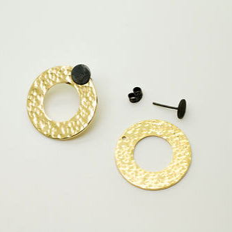 Brass Ear Jacket with Oxidised Silver Stud