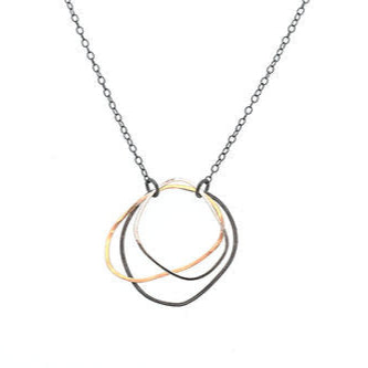 Three-Circle Mixed Metal Pendant Necklace