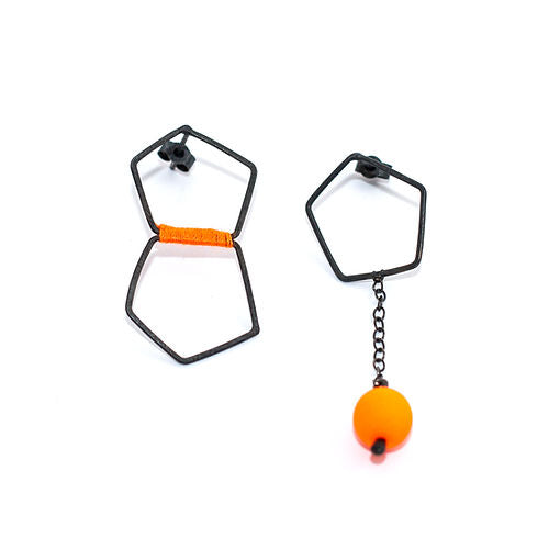 Mismatched Silver Statement Drop Earrings