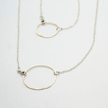 Gold Circle Silver Chain Bracelet