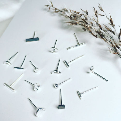 Mismatched Mini Silver Stud Earrings