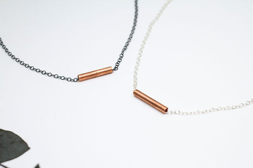 Minimalistic necklace with copper bar