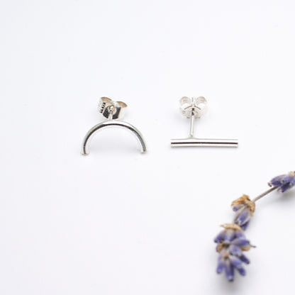 Mismatched Silver Studs Line and Semicircle