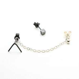 Tiny Silver Studs Trio – With Optional Chain Detail