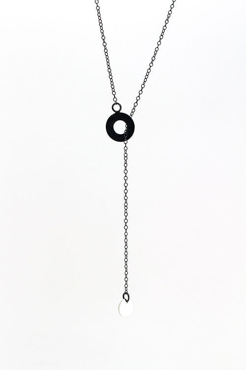 Minimalist Pull-Through Lariat Necklace with Dot