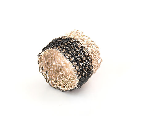 Hand Crocheted Silver Ring