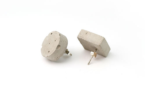 Mismatched Concrete Silver Studs
