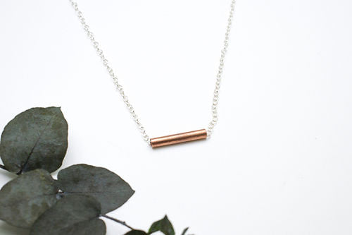 Minimalistic necklace with copper bar