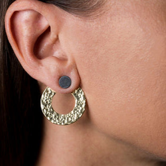 Brass Ear Jacket with Oxidised Silver Stud