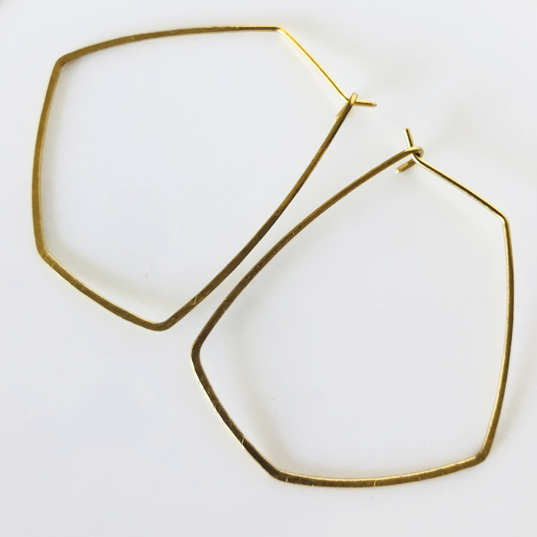 Brass Irregular Hoop Earrings – Hand-Hammered Uniqueness