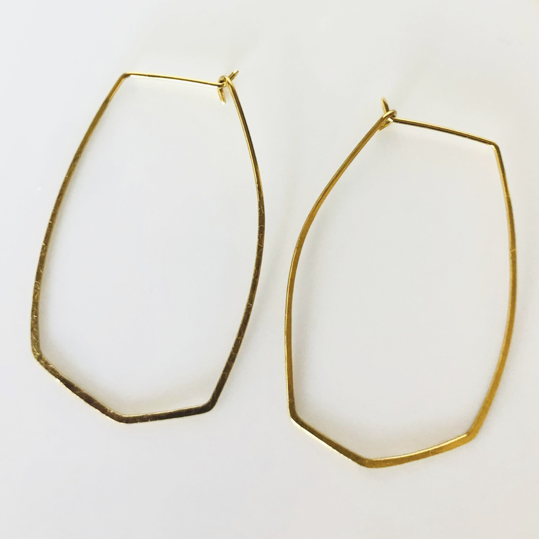 Brass Irregular Hoop Earrings – Hand-Hammered Uniqueness
